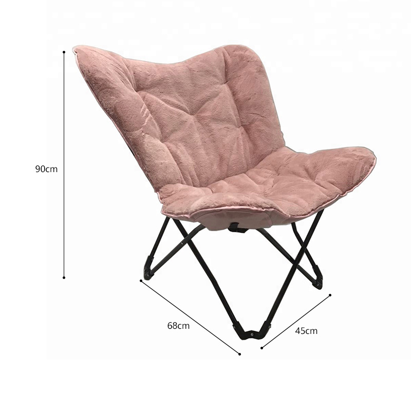 Rouser Outdoor Portable Cotton Folding Faux Fur Garden Furniture Living Room Camping Glamping Butterfly Chair