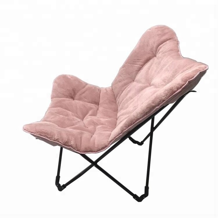 Rouser Outdoor Portable Cotton Folding Faux Fur Garden Furniture Living Room Camping Glamping Butterfly Chair