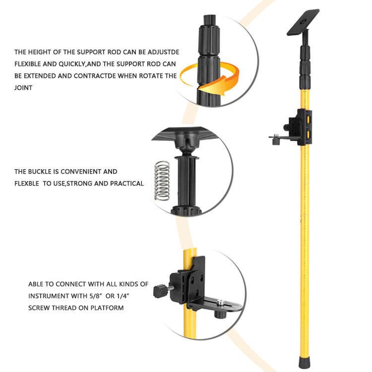 Extend Laser Level Bracket Adapter Mount Ceiling Leveling Rod Laser Level Telescoping Pole with 1/4\\\