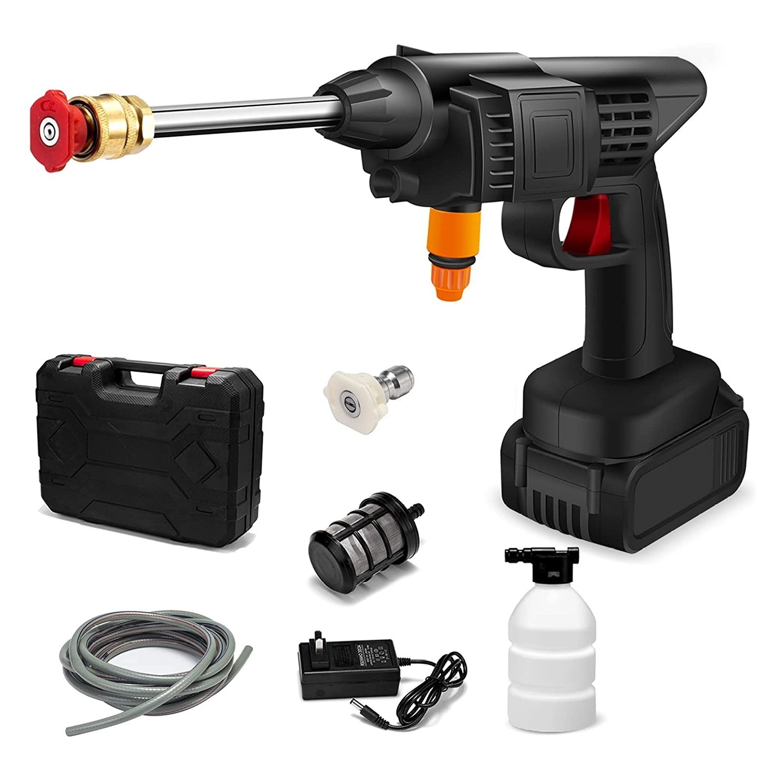 portable powerful high pressure 24V lithium cordless wireless car wash water jet foam gun car washer