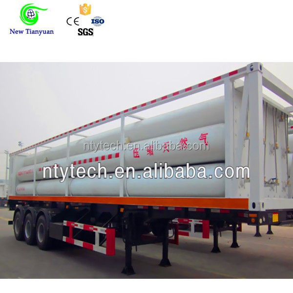 Factory Direct Sales 23.2m3 Loading Volume 10-tube Jumbo Tube Skid Container Semi Trailer For Gas Cylinder Filling Station