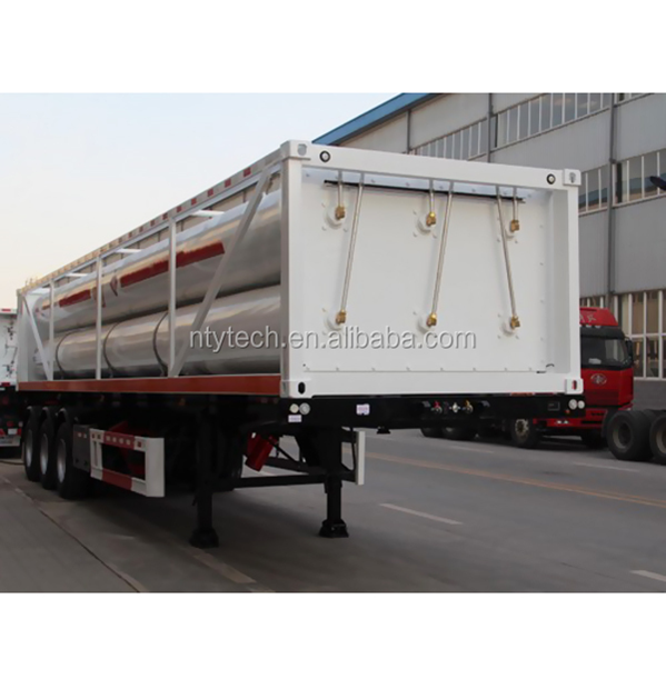 Factory Direct Sales 23.2m3 Loading Volume 10-tube Jumbo Tube Skid Container Semi Trailer For Gas Cylinder Filling Station