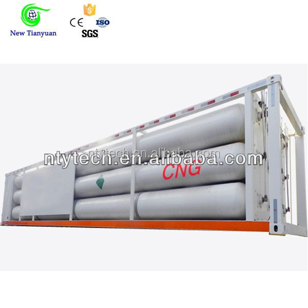 Factory Direct Sales 23.2m3 Loading Volume 10-tube Jumbo Tube Skid Container Semi Trailer For Gas Cylinder Filling Station