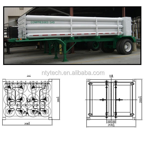 12 Tubes Helium Medium Cylinder Jumbo Tube Semi Trailer