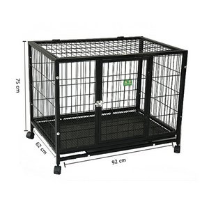 Wholesale heavy  kennel high strength with wheels pet cage multiple sizes large black dog carrier outdoor dog cage