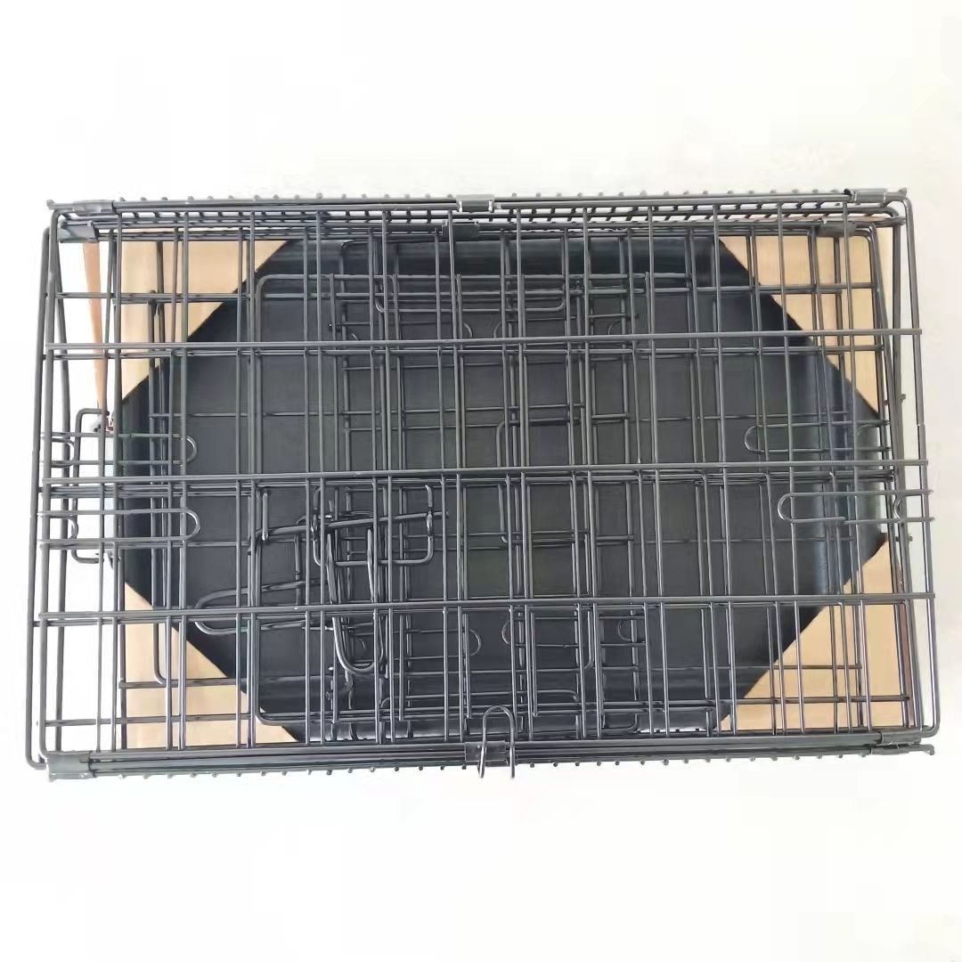 Wholesale Eco-friendly Double Door Folding Dog Cage Kennel,Metal Wire Collapsible Dog Crate  playpen With Tray