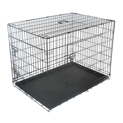 Wholesale Pet cost-effective cage House Black metal pet dog crate Single and durable outdoor large folding pet dog crate