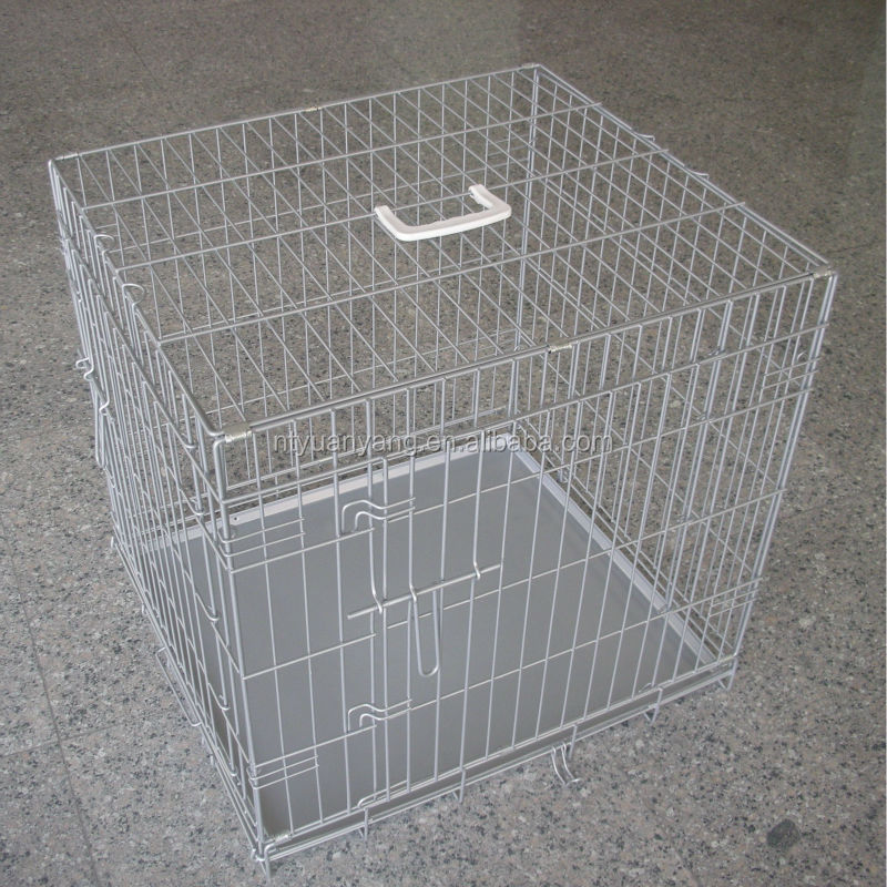 sliver foldable folding wire dog crate cage cat carrier