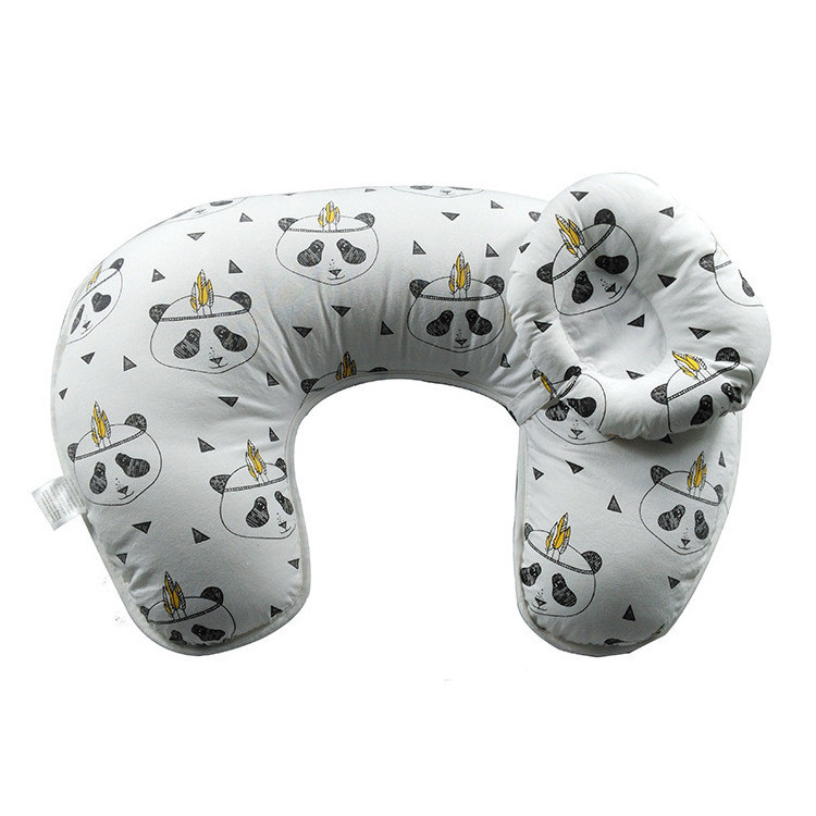 Organic U-Shaped Maternity Breastfeeding Pillow Elastic Baby Nursing Pillow Soft Cotton Fill Fall Bear Plant Print Fabric