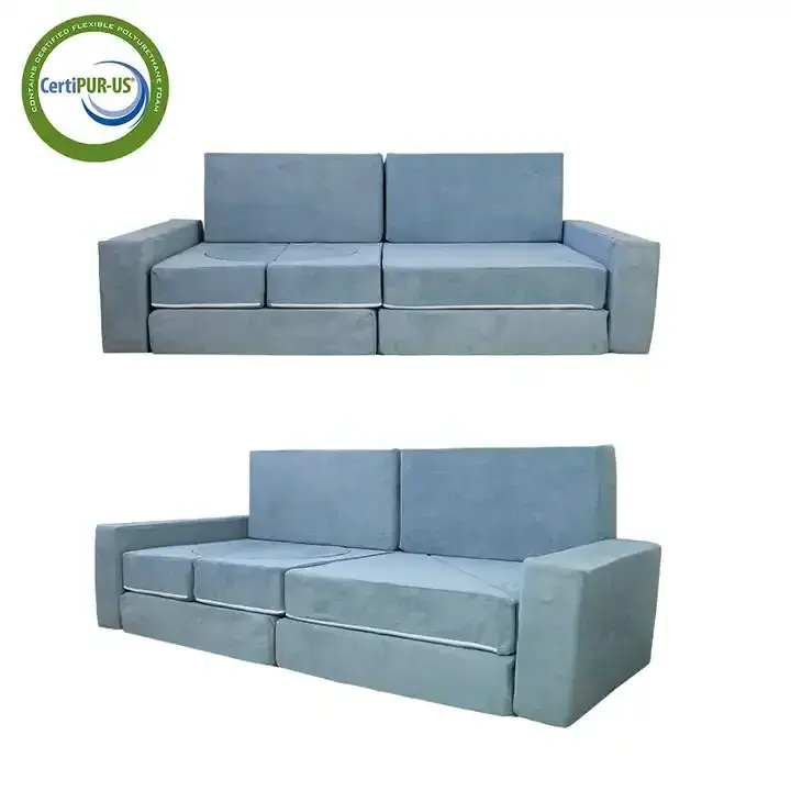 Environmental Foam Fold Up Play Kids Couch Modular Best Gift Kids Sofa Nugget Couch With 2 Triangle Pillows