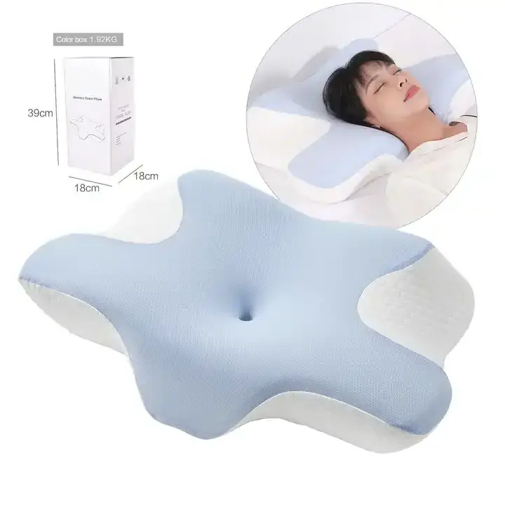 Customizable Orthopedic Cervical Pillow Neck Memory Foam Filling Geometric Plant Pattern Folded Feature Custom Logo Bed Room