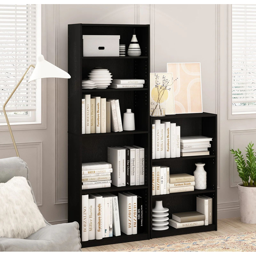 Modern Wood Black 3 Tier Cube Storage Shelf Bookcase