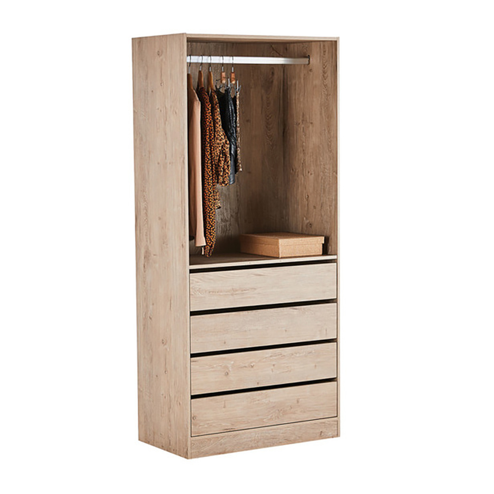 Wooden Modern 4 Drawer Armoire Cabinet Wardrobe Clothes Rack for Bedroom