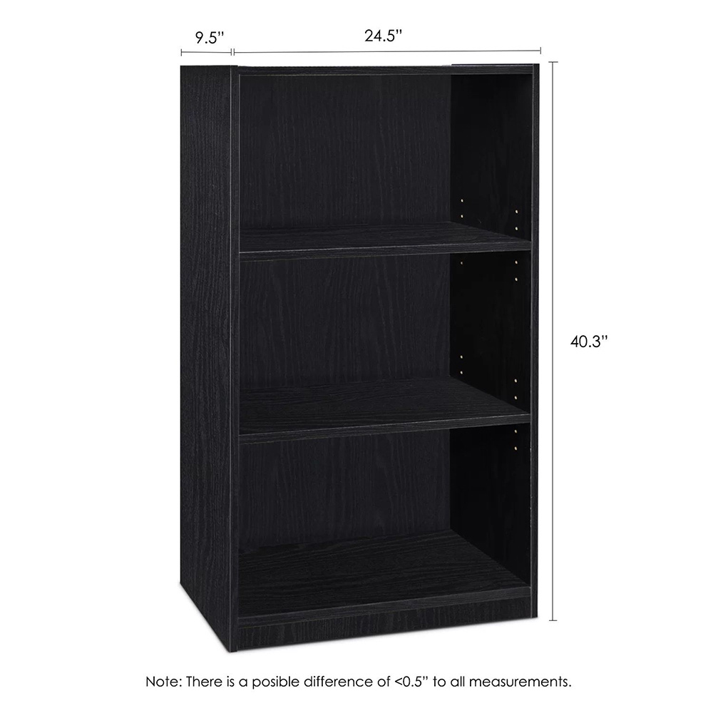 Modern Wood Black 3 Tier Cube Storage Shelf Bookcase