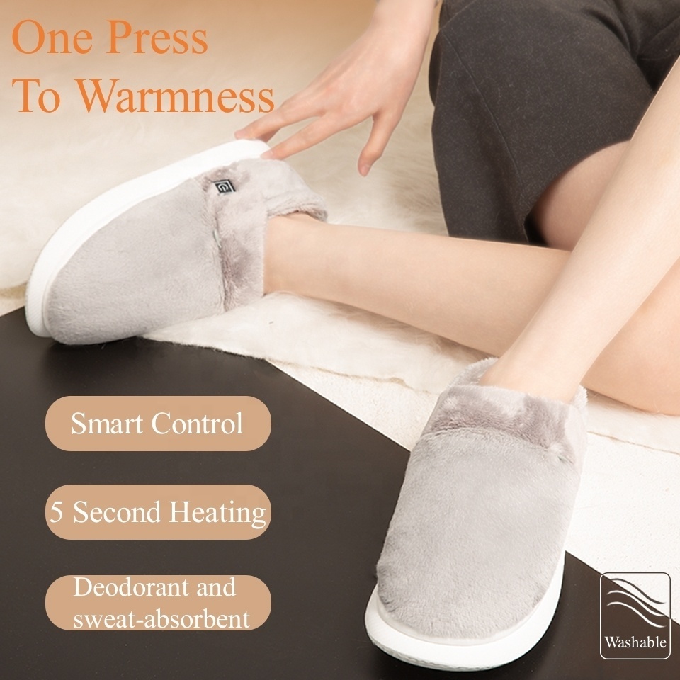 2023 Rechargeable Electrically Foot Warmer Heated Shoes Winter Warm Cotton Heating Smart Shoes for Home Office