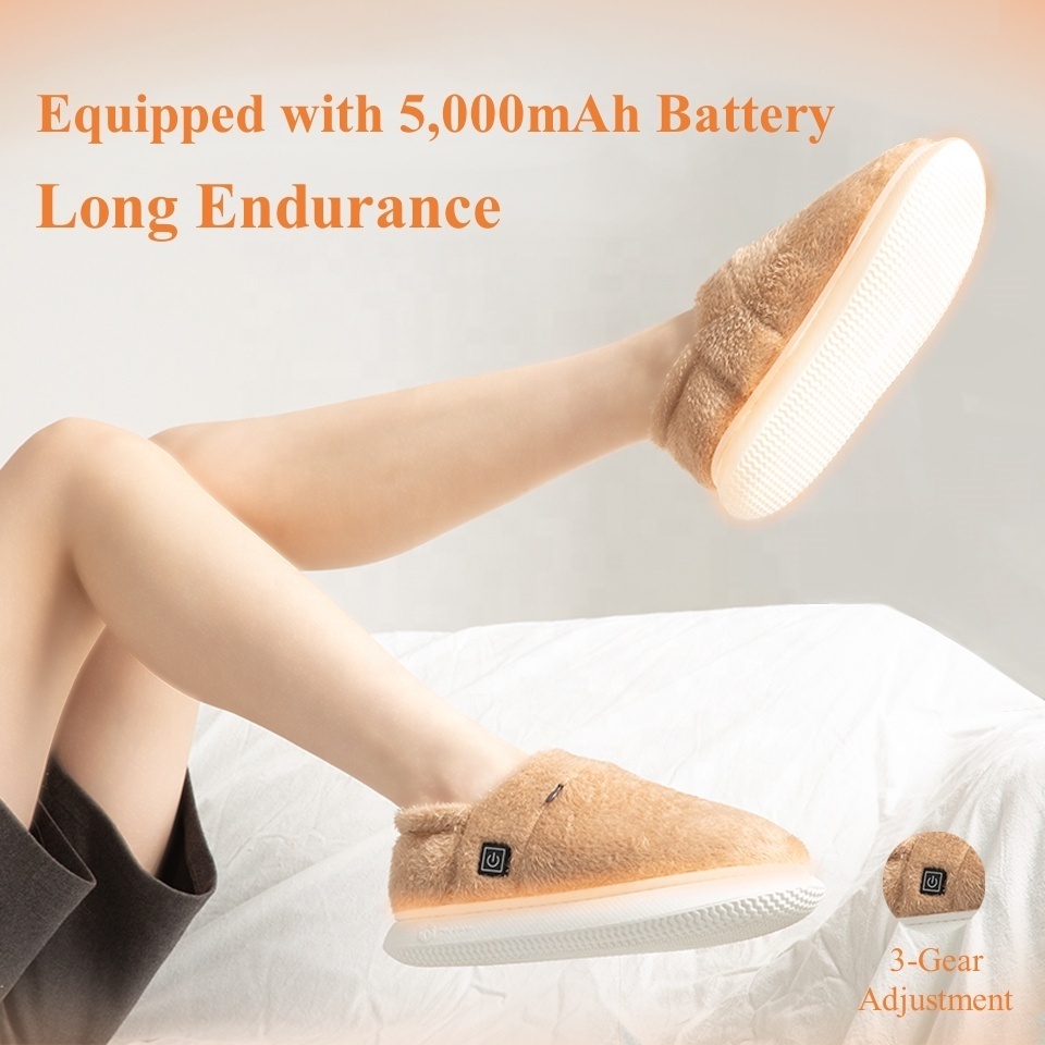 2023 Rechargeable Electrically Foot Warmer Heated Shoes Winter Warm Cotton Heating Smart Shoes for Home Office