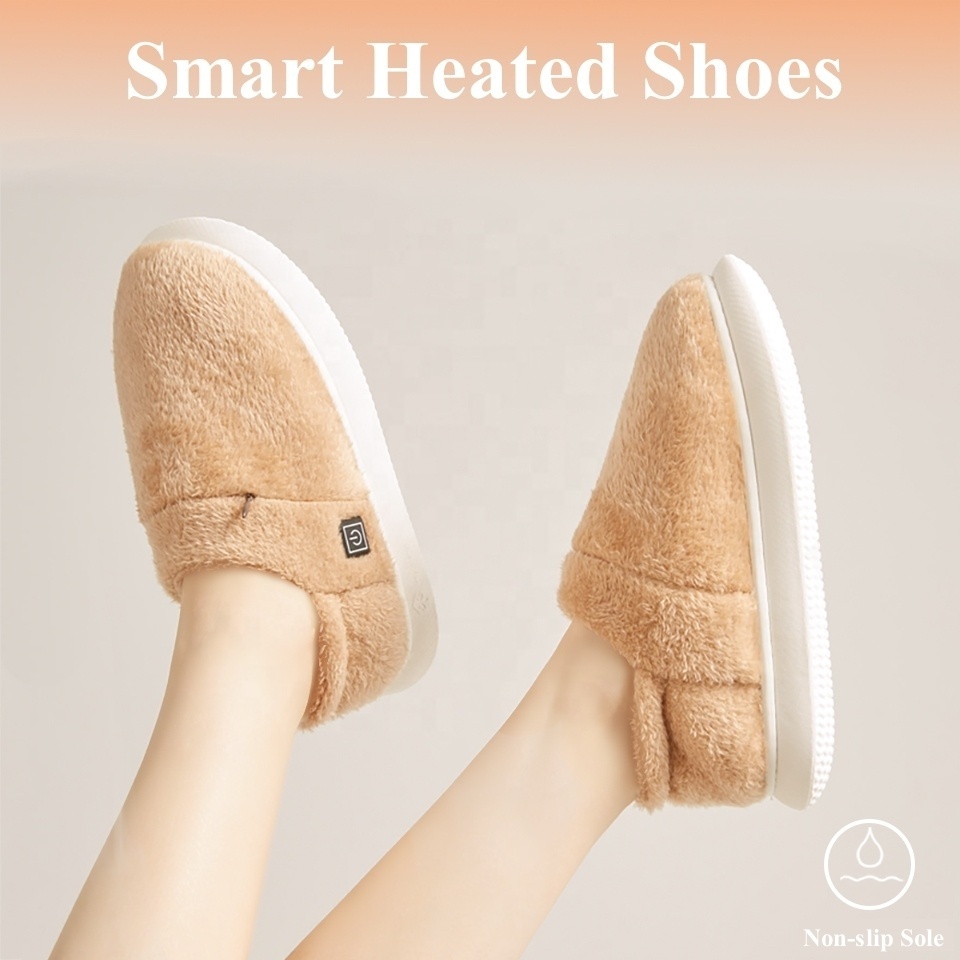 2023 Rechargeable Electrically Foot Warmer Heated Shoes Winter Warm Cotton Heating Smart Shoes for Home Office