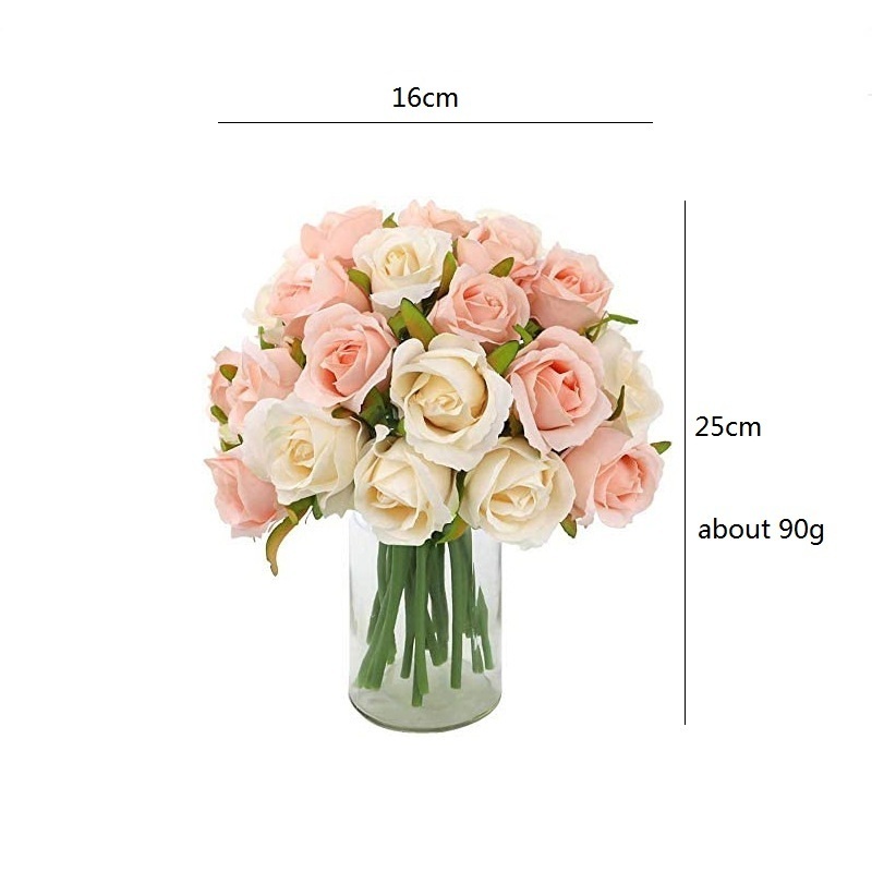 25CM Bouquet silk roses real touch bridal wedding bouquet for home garden party floral decor