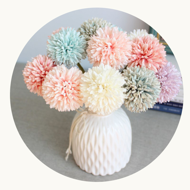 2023 Table tennis chrysanthemum simulation flower dandelion trumpet thorn single stem allium silk flowers cheap