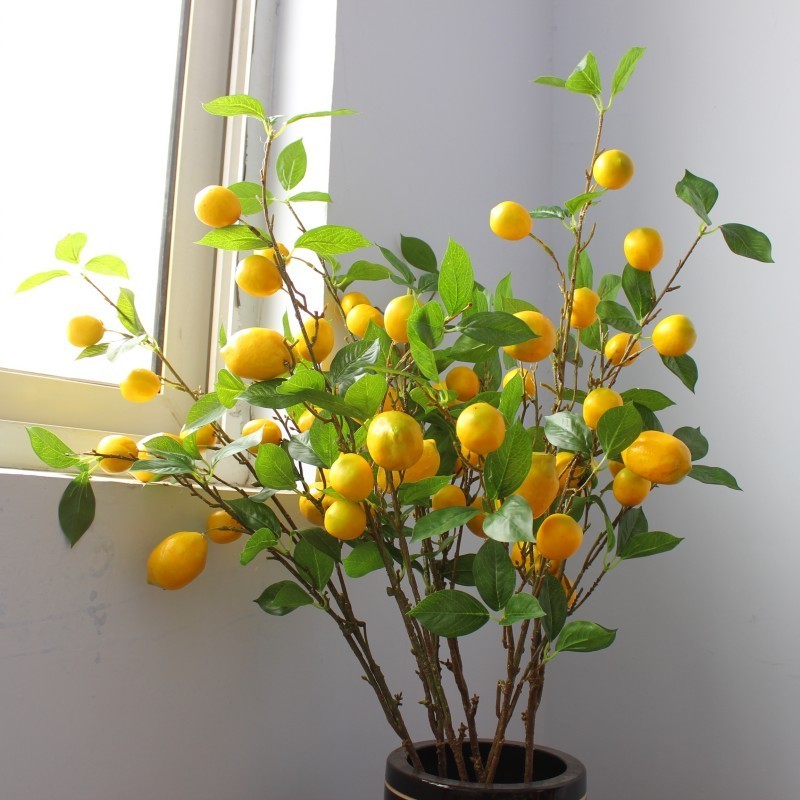 Drop shipping Top quality artificial bonsai lemon tree with thin leaves yellow fruit