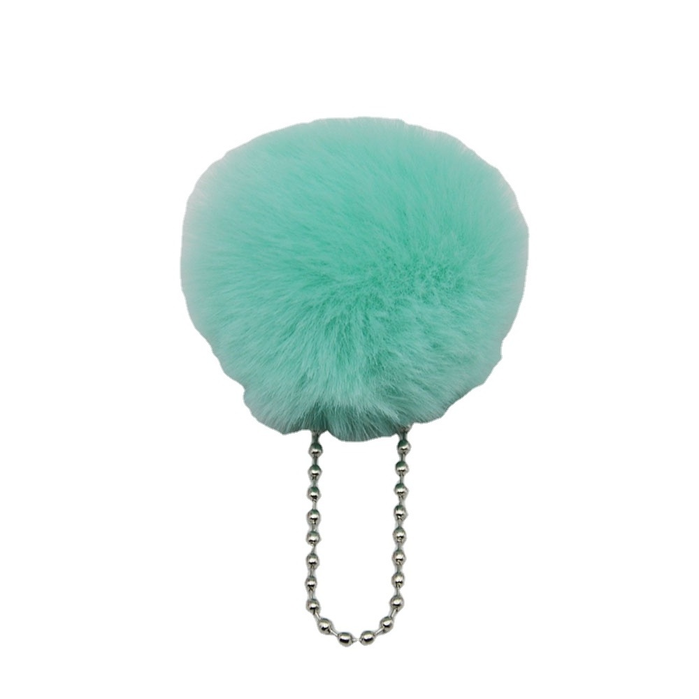 Cheap Fashion Pom Pom Cute Puffy Bunny Fur Plush Fluffy Ball Keychain Wholesale Fur Puff Ball Pompom Keychain For Women And Girl