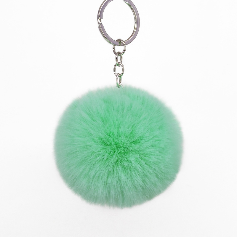 cheap low MOQ and low price  8cm Cute Faux Rabbit Fur Ball Pompom Keychain key ring car key decoration bag hanging charms