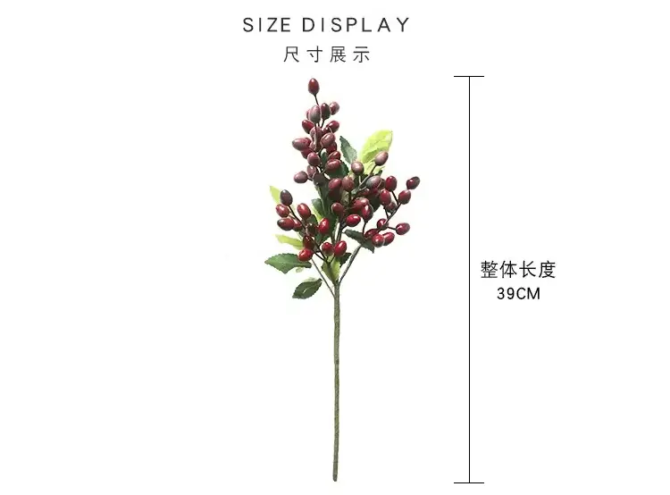 2024 pastoral berry stems branches spray pick artificial flower decoration for christmas sale