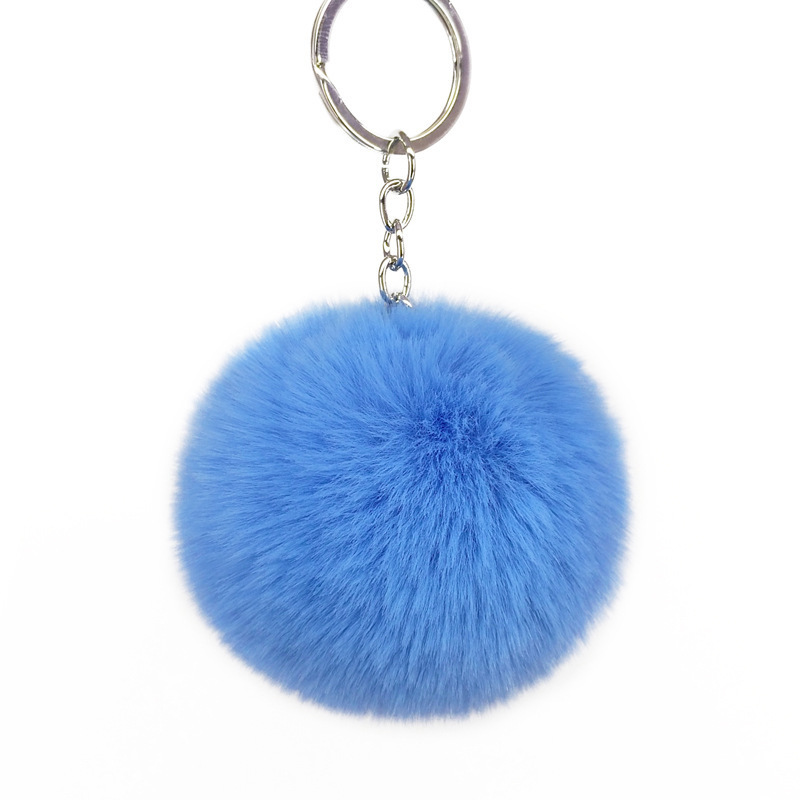 cheap low MOQ and low price  8cm Cute Faux Rabbit Fur Ball Pompom Keychain key ring car key decoration bag hanging charms