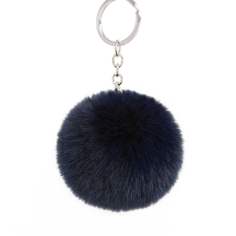 cheap low MOQ and low price  8cm Cute Faux Rabbit Fur Ball Pompom Keychain key ring car key decoration bag hanging charms