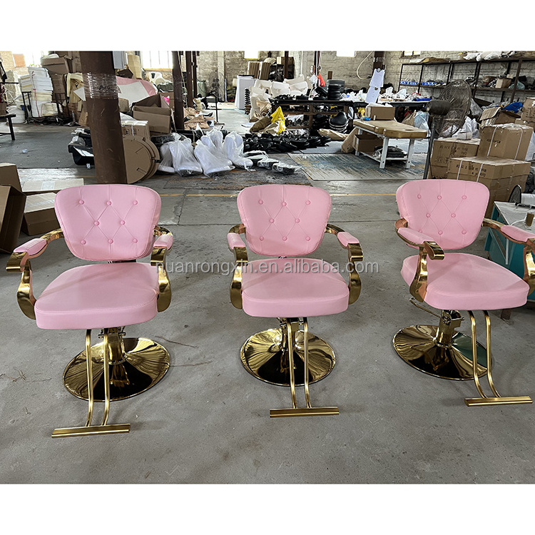 Newest High Quality Pink  Salon Chair And Furniture Luxury Barber Shop Chair Heavy Duty Hydraulic Hairdressing Chair