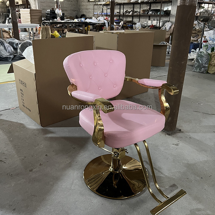 Newest High Quality Pink  Salon Chair And Furniture Luxury Barber Shop Chair Heavy Duty Hydraulic Hairdressing Chair