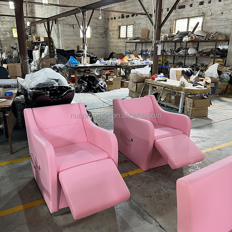 High quality barber shop Pink Hair Salon Shampoo Chair With Bowl beauty salon reclining salon hair wash chair