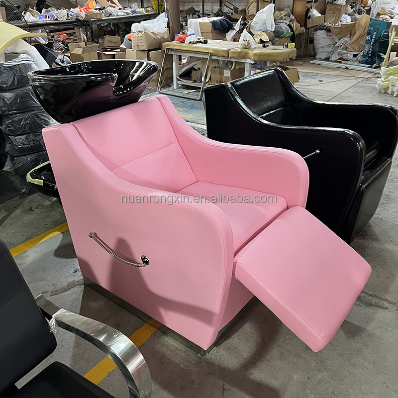 High quality barber shop Pink Hair Salon Shampoo Chair With Bowl beauty salon reclining salon hair wash chair