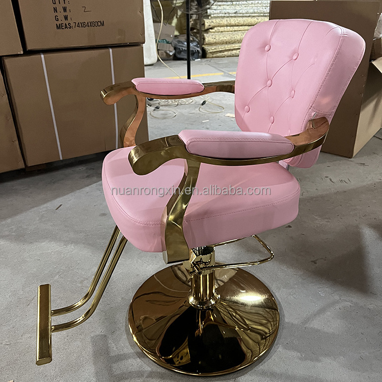 Newest High Quality Pink  Salon Chair And Furniture Luxury Barber Shop Chair Heavy Duty Hydraulic Hairdressing Chair