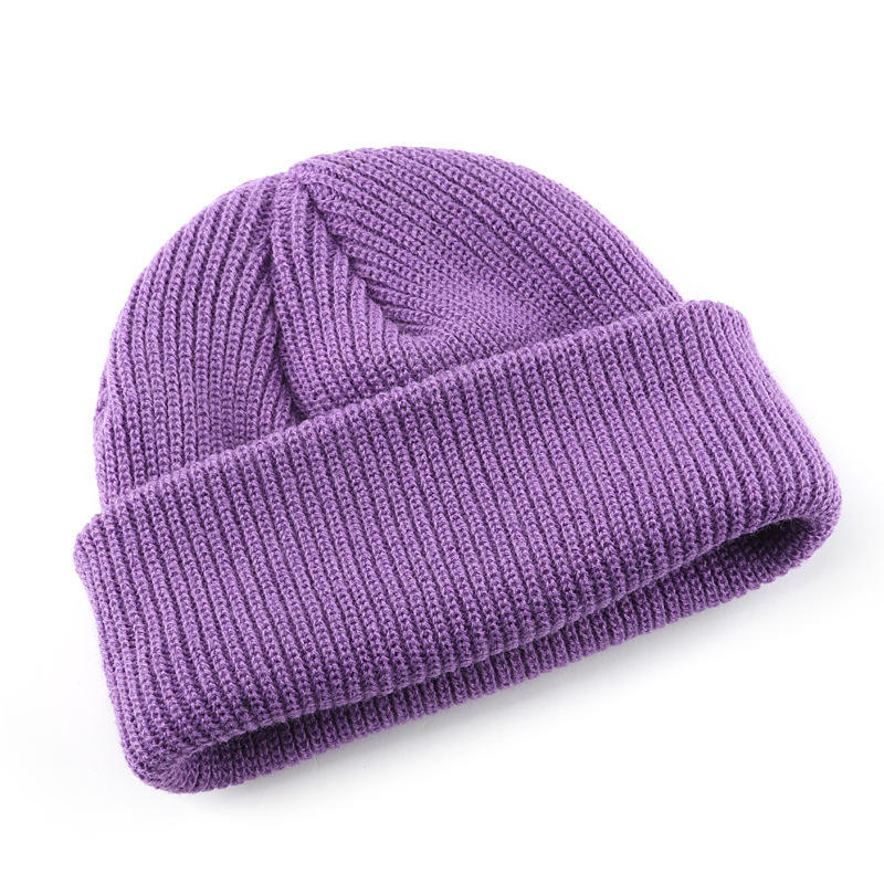 Wholesale High Quality Plain Colorful Winter Warm Acrylic Hats Unisex Streetwear Fashion Knitted Beanie With Custom Logo