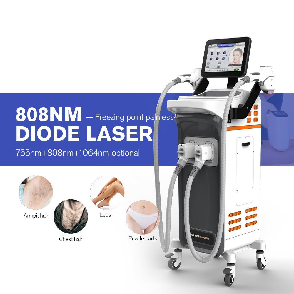 Newest 4 wavelength 755nm 1064nm 808nm 940nm professional ice painless diode laser hair removal machine