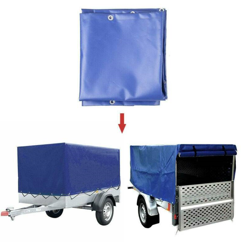 Hot Sale Custom 7X4 8X5 1000d PVC Coated Truck Cargo Utility Trailer Cover, Box Trailer Tarp with 10 pc Rubber Bungee