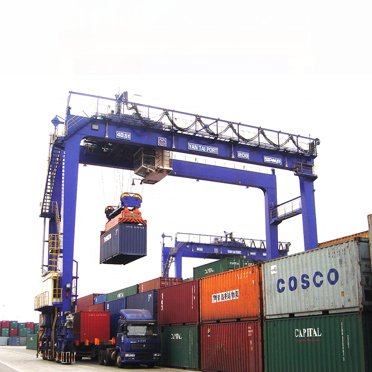 Rubber tyre container straddle carrier crane RTG crane 45ton for lifting container using