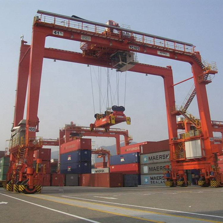 Rubber tyre container straddle carrier crane RTG crane 45ton 50 ton for lifting container using