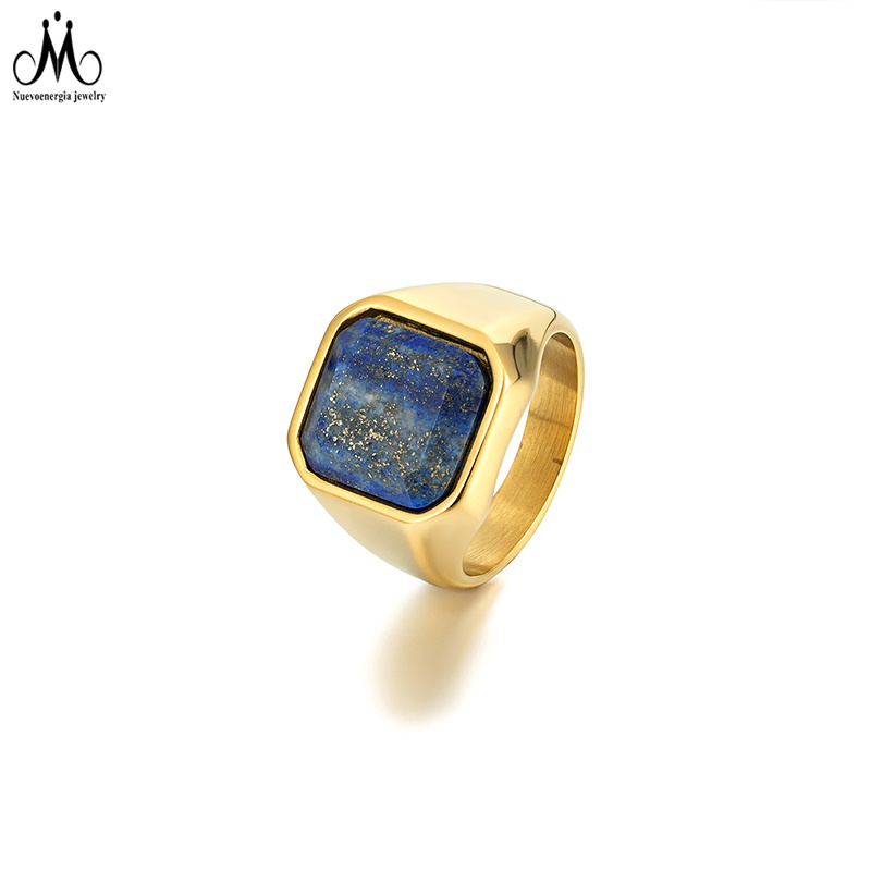 Gold Plated 316L Stainless Steel Ring Turquoise Signet Ring For Women Men