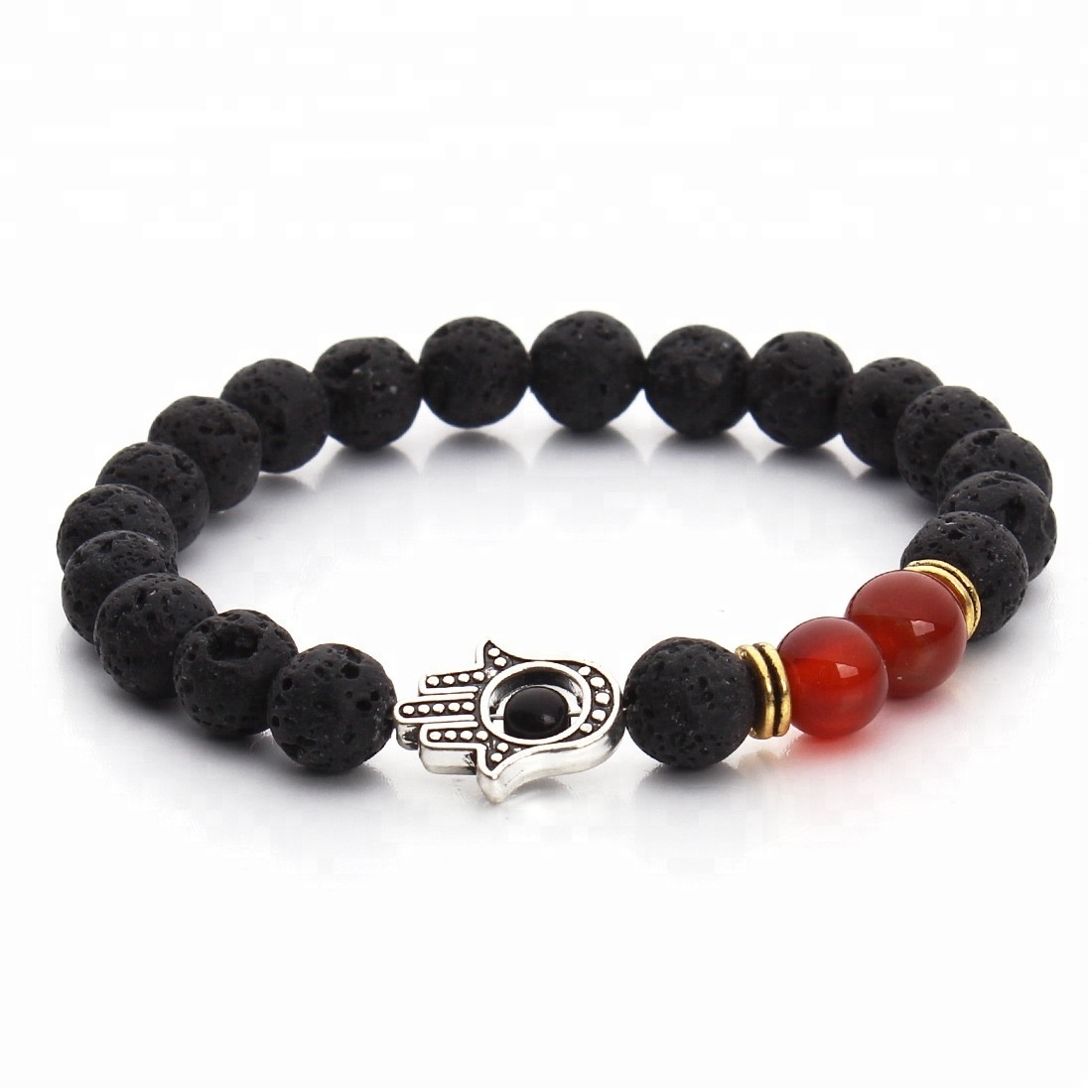 Charm DIY Stone Black Lava Bead Bracelet Design Healing Energy Crystal Bead Bracelet