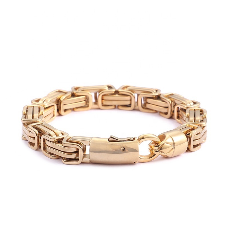 Gold Plated Square 316 L Stainless Steel Buckle Bracelet Men Jewelry