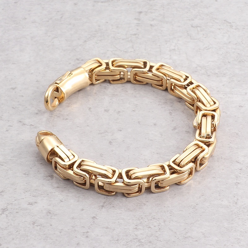 Gold Plated Square 316 L Stainless Steel Buckle Bracelet Men Jewelry