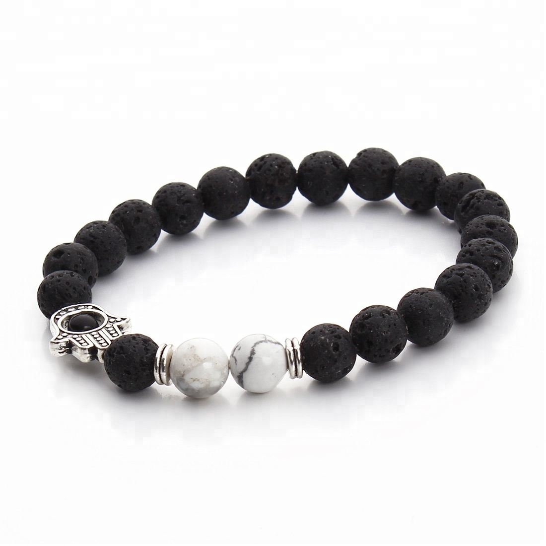 Charm DIY Stone Black Lava Bead Bracelet Design Healing Energy Crystal Bead Bracelet