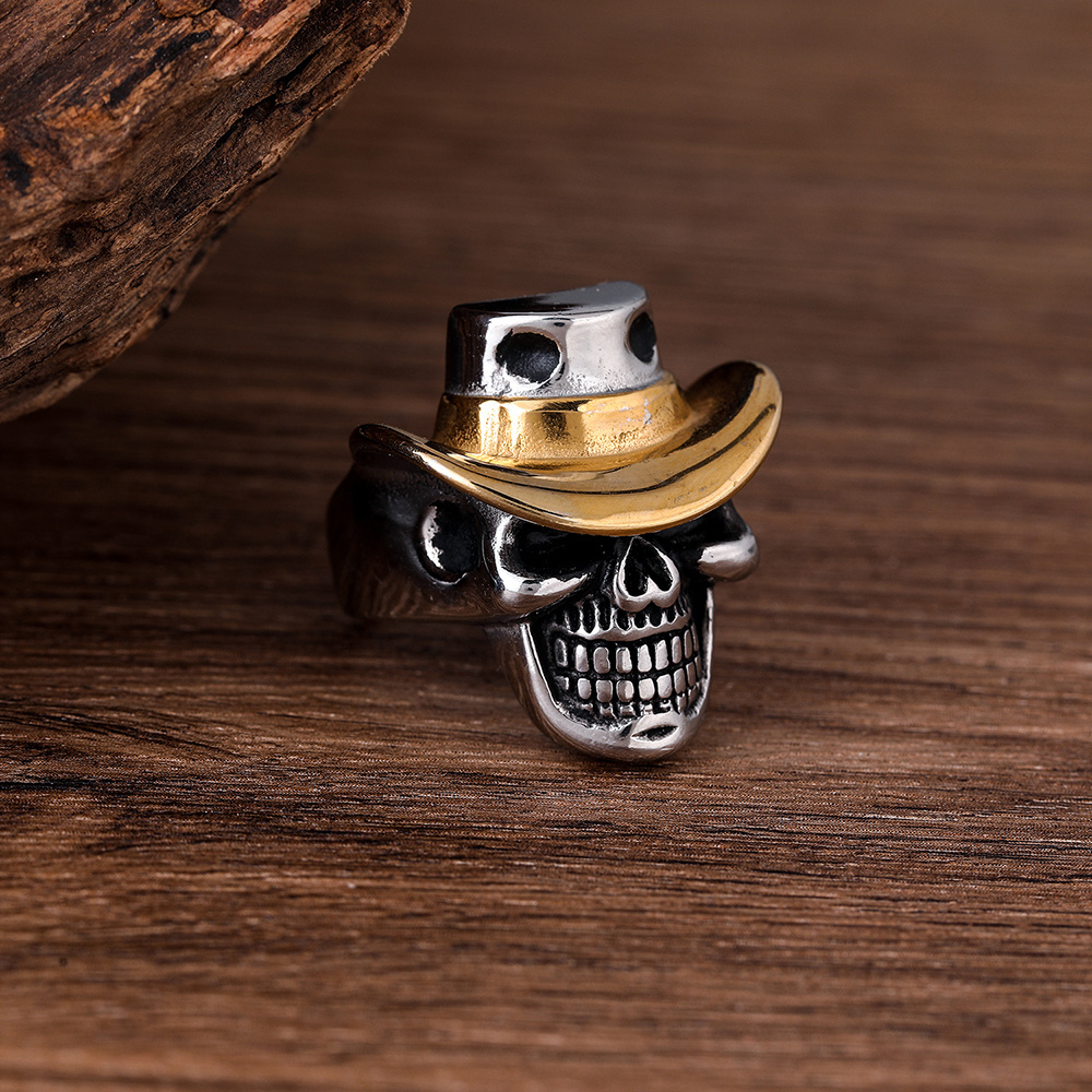 Fashion Simple Creative Punk Metal Stainless Steel Skull Finger Rings For Men Jewelry Birthday Gift