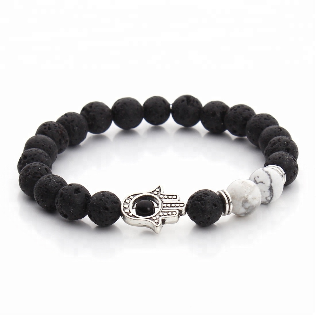 Charm DIY Stone Black Lava Bead Bracelet Design Healing Energy Crystal Bead Bracelet