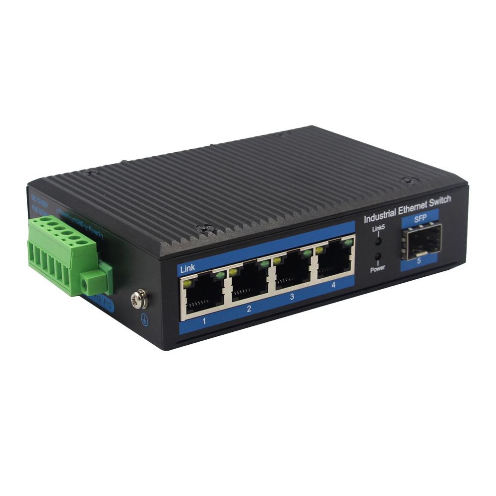 Unmanaged Industrial POE Switch 10/100/1000M 4 RJ45 POE Port to 1000M SFP Media Converter 52V Power Supply