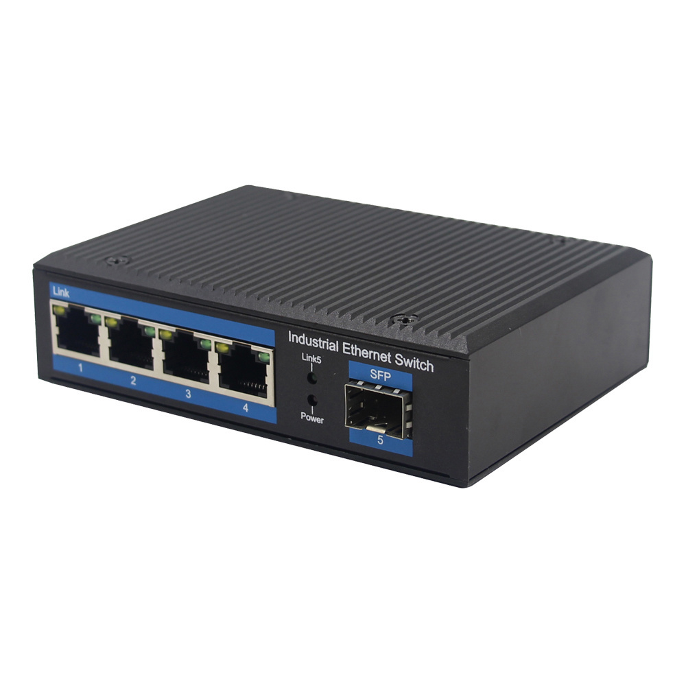 Unmanaged Industrial POE Switch 10/100/1000M 4 RJ45 POE Port to 1000M SFP Media Converter 52V Power Supply