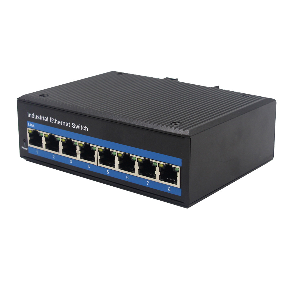 Mini Size Outdoor Din-rail Industrial PoE Ethernet Switch 8 PoE Port 10/100M RJ45 Port 100m DC48V