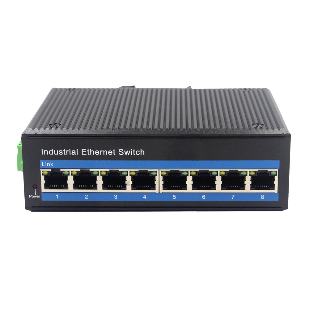 Mini Size Outdoor Din-rail Industrial PoE Ethernet Switch 8 PoE Port 10/100M RJ45 Port 100m DC48V